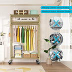 P3 Rolling Clothes Rack, Clothing Racks for Hanging Clothes, Heavy Duty Garment Rack with Wheels, Freestanding Portable Closet Organizer 39.4'' W x 14'' D x 78.5'' H, Max Load 464 LBS, Gold