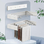 Wall Mounted Drying Rack,28 Inch,Clothes Drying Rack Wall Mounted,Foldable,Retractable,Collapsible Drying Raks for Laundry