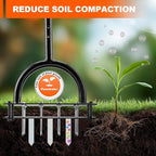 Bluesea Lawn Aerator Tool - 16 Iron Spikes with Ergonomic T-Handle, Automatic Dirt Clean for Soil Loosening & Yard Aeration, Manual Metal Grass Aerator (Black - Orange)