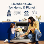 BLUELAND 100% Plastic-Free Dishwasher Detergent Tablets, 120 Count, Lemon Zest Scent, Eco Friendly Dishwashing Pods, Natural, Sustainable