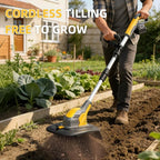 Electric Garden Tiller Cultivator, Cordless Rototiller for Gardening with 2X4.0Ah Batteries & Charge & LCD Display, 9-Inch Tilling Width, 6.6-Inch Depth Tiller for Soil Cultivation, Weeding