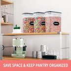 PRAKI Cereal Containers Storage Set (4L,135.2 Oz), 8PCS Airtight Food Storage Containers with Lids for Kitchen & Pantry Organizers and Storage, Cereal Dispensers with 20 labels, Measuring Cup & Marker
