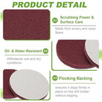 Power Scrub Pads, Scrubbing Pads 320 Grits Scouring Discs - Fitting for (Home Kitchen Cleaning - Drill Attachment - Scrubber Replacement) 8 Pcs & 4 Inch & Red