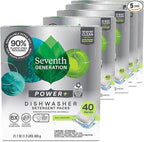 Seventh Generation Power Plus Dishwasher Detergent Packs Fresh Citrus scent Pack of 5 for sparkling dishes Dishwasher tabs 40 count