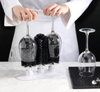 New Star Foodservice 54484 Triple Brush Bar Glass Washer - 3 Brushes - Suction Base, Non-Battery