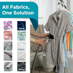 Steam & Go - The Rival Handheld Steamer - Upright Fabric Steamer for Clothes, Garments, Curtains, Bedding & Upholstery - Quick-Heating Foldable Steam Iron with Adjustable Pole Hanger & Detachable Tank