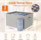 Lifewit Jeans Organizer for Closet, Large Size Pants Storage Bins 12 Cell, Foldable Clothes Drawer Organizer for Sweater, Towel, T-shirts, Dress, Stackable Wardrobe Shelf Dividers Box, 3 Packs