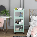 Utility cart with Tabletop 4 Tier Rolling Cart Organizer with Wheels Movable Storage Cart for Office, Living Room, Kitchen, Craft Room, Green