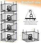 4-Tier Hanging Laundry Room Organizer with Label Cards,Foldable Wire Shelf Basket with 4 Rotating Hooks,Stacked Laundry Basket Organizer,Storage Rack for Laundry Rooms,Closet and Pantry-Black