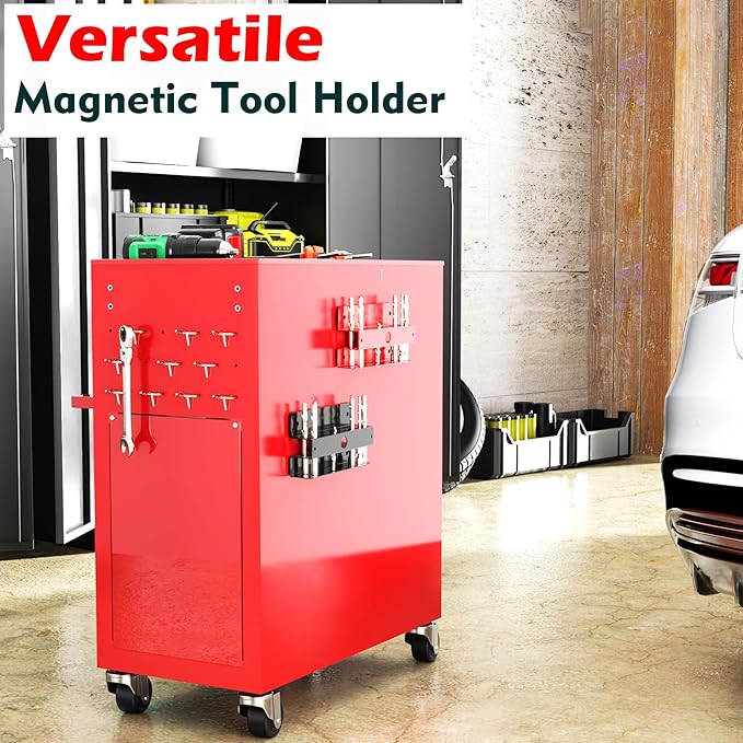 MUTUACTOR Drill Bit Organizer Heavy Duty,Quick Access Magnetic Mount Drill Bit Holder,Anti-scratch Magnetic Tool Holder for Long Phillips Head Drill Bits Impact Bits Storage,Red,26 Holes