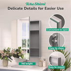 TokeShimi 30 x 26 Silver Aluminum Medicine Cabinet Mirror for Bathroom Surface Mount or Recessed with Stepless Adjustable Shelves Modern Farmhouse