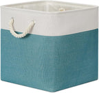 Bidtakay Fabric Baskets for Closets Shelves Lined Set of 3 Large Square Collapsible Storage Bins for Organizing 13 X 13 Cube Storage Bins for Pantry Organization Storage(Teal Blue)