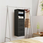 6-Shelves Hanging Closet Organizer with 5 Different Drawers, Foldable Closet Organizers and Storage for Wardrobe, Closet& RV, Clothes and Accessories Storage, Non-Woven Fabric, Black