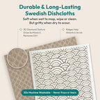 FEBU Swedish Dishcloths for Kitchen | 5 Pack Stamps Reusable Paper Towels Washable | Swedish Dish Towels | Non-Scratch Cellulose Sponge Cloths | No Odor, Biodegradable Cleaning Cloths