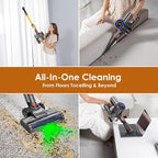 Cordless Vacuum Cleaner, 40KPA/40Mins, LED Display, Lightweight Stick Vacuum with Powerful Suction, Self-Standing, Green Light, Rechargeable Vacuum Cleaners for Home Pet Hair Carpet Hard Floors