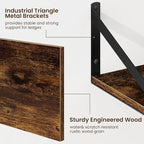 Fun Memories Floating Shelves for Wall, 12 Inch Deep Floating Shelves Set of 2, 36W x 12D Large Wall Shelf with Sturdy Metal Brackets for Living Room, Bathroom, Bedroom and Kitchen, Rustic Brown