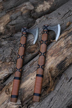 Custom Handmade Carbon Steel Viking Axe – 19” Inches Hand Forged Medieval Axe with Leather Sheath – Camping and Forest Hunting Hatchet – Gift for HIM (Brown Leather Ragnor)
