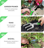 Garden Tools 8-Piece, Gardening Hand Tools, Gardening Tools Set Cultivators with Rust-Proof,Stainless Steel, Aluminum Alloy Material, Gardening Supplies Set Ideal Gift
