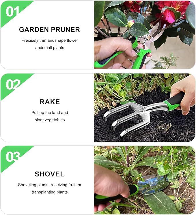 Garden Tools 8-Piece, Gardening Hand Tools, Gardening Tools Set Cultivators with Rust-Proof,Stainless Steel, Aluminum Alloy Material, Gardening Supplies Set Ideal Gift
