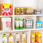 YIHONG 6 Pack Clear Pantry Organizer Bins, Plastic Containers with Handle for Kitchen,Freezer,Cabinet,Closet,Bathroom Under Sink Storage