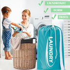 Sylfairy 2 Pack XL Laundry Bag with Strap,Heavy Duty Travel Laundry Bag,Rip-Stop Dirty Clothes Shoulder Bag with Drawstring,Easy Fit a Laundry Hamper or Basket Travel Essentials