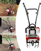 2-Stroke 52CC Mini Tiller Cultivator,Gasoline Power Garden Farmyard Tiller 1900W Soil Work Cultivator 6500rpm Yard Rototiller Tilling Tool for Ploughing, Furrowing, Tilling, Weeding