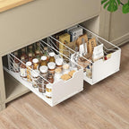 NETEL 4 Pack Pull Out Cabinet Organizer, No Drill Slide Out Drawers for Kitchen Cabinets, Peel and Stick Pull Out Drawers, Kitchen Cabinet Organizer,White,11.8"W X 20.86"D X 6.9"H