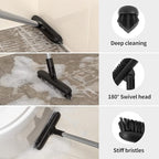 MR.SIGA Heavy Duty Grout Scrub Brush with Long Handle, Shower Floor Scrubber for Cleaning, Tile Scrub Brush with Stiff Bristles