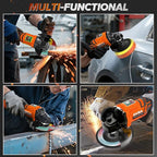 Cordless Angle Grinder Power Tools, Compatible with Dewalt 20V Max Battery Grinder Tool, Brushless Motor with LED, 3 Variable Speed, 4-1/2" Cutting Whee, Flap Disc Grinding (No Battery), Orange