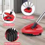 Mop Heads Replacements Complete Combo for O-Ceda,4Pcs White Machine Washable Microfiber Spin Mop Refills Replace Heads,1 Scrub Brushs,1 Base,1 Set Handle,Spin Mop Replacements for Tub and Tile