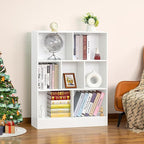 YAHARBO White 7 Cube Bookshelf,3 Tier Modern Horizontal Bookcase,Wooden Low Book Shelf Display Storage Cabinet with Base,Floor Standing Short Bookshelves Open Organizer for Bedroom,Living Room,Office