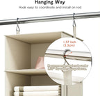 Vailando 3-Shelf Hanging Closet Organizer, Set of 2 Hanging Shelves with 2 Drawers for Wardrobe, Nursery, Baby Clothes Storage and Organization, Beige