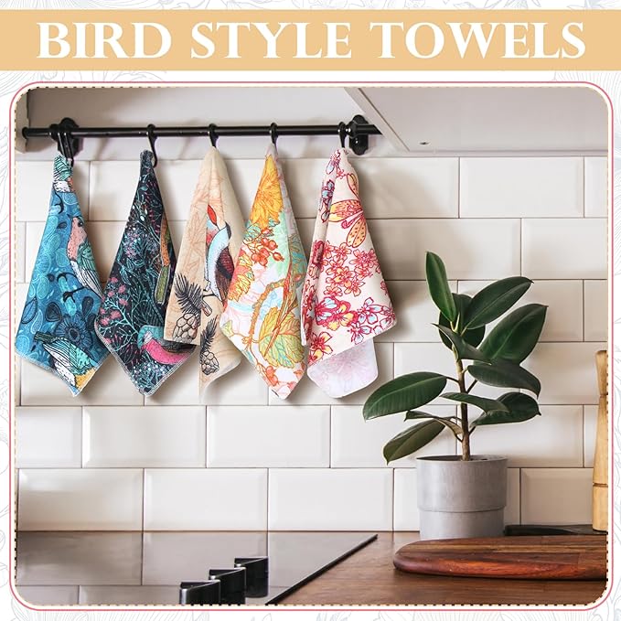 36 Count Reusable Cleaning Cloths Washable Cotton Kitchen Towels for Home(Bird Style,Multicolor)