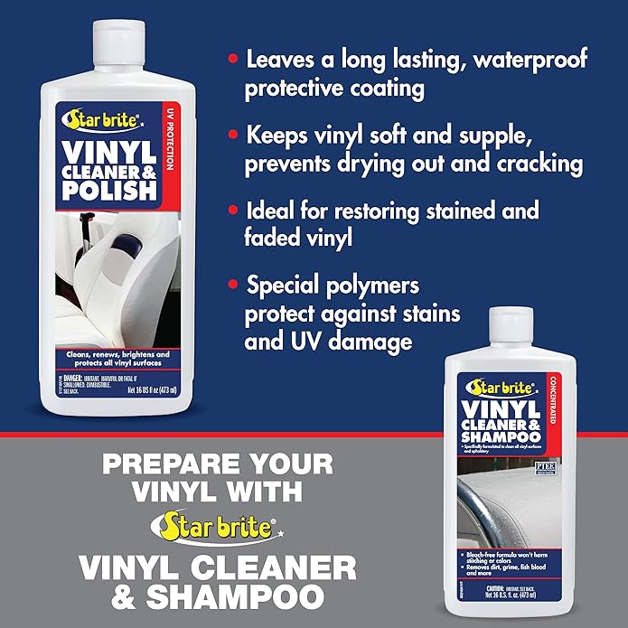 STAR BRITE Vinyl Cleaner, Polish & Protectant - Clean, Renew, Brighten & Protect All Vinyl Surfaces - Marine Grade Shampoo, Polish & UV Protection