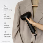Steamery Handheld Clothes Steamer Cirrus X, 1200W, Steam Output 20g/min, Heat up in 20 Seconds, Portable, Minimalistic, Scandinavian design, Black
