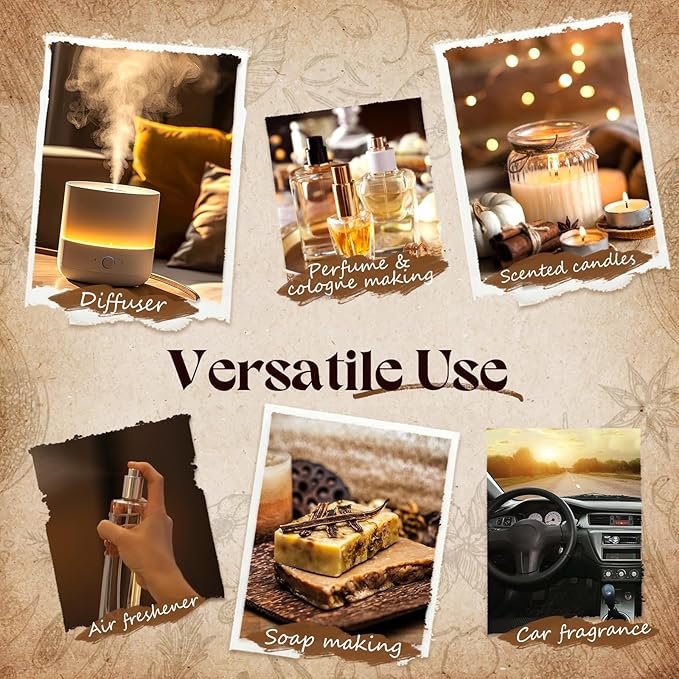 Fall Essential Oils Set, Pumpkin Spice, Frankincense & Myrrh, Cinnamon Sugar, Fall Scented Oil for Candle, Soap Making, Essential Oils for Diffuser Home 6 * 10 ml