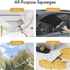 AmazerBath Shower Squeegee for Glass Doors, All-Purpose Squeegee with Suction Hook & Adhesive Hook, Squeegee for Shower Glass, Windows, Mirrors, Tiles and Car Windows - 10 Inches, Clear Black