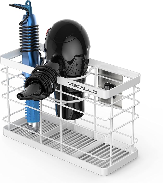 Hair Tool Organizer Shower Caddy Bathroom Hair Care and Styling Tool Organizer Storage Basket and Container for Hair Dryer, Flat Irons, Curling Wands, Hair Straighteners - Wall Mount No Drilling Rustproof Stainless Steel Bathroom Shelf