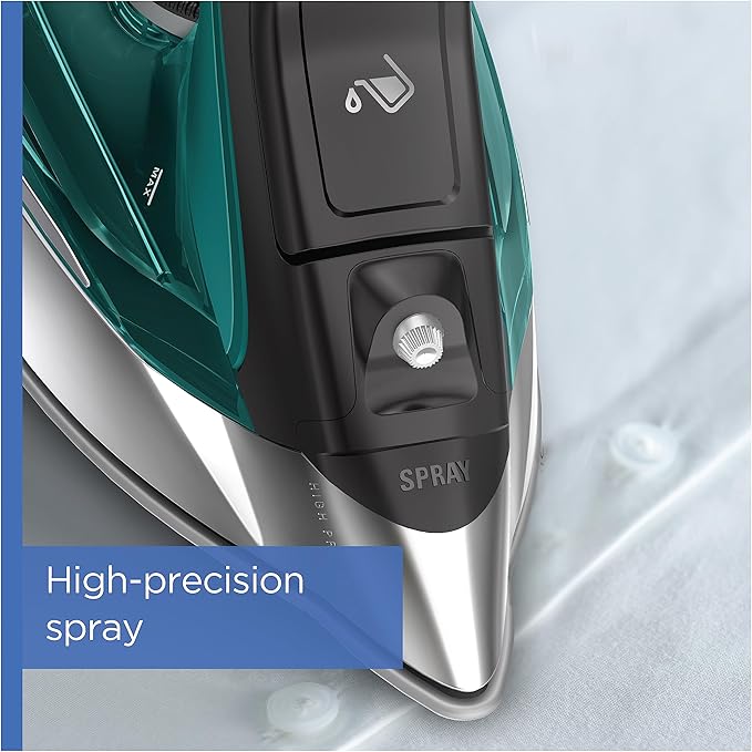 Rowenta Pro Master Stainless Steel Soleplate Steam Iron for Clothes, 210 g/min, 400 Microsteam Holes, Cotton, Wool, Poly, Silk, Linen, Nylon 1775 Watts Ironing, Garment Steamer, Powerful Steam DW8360