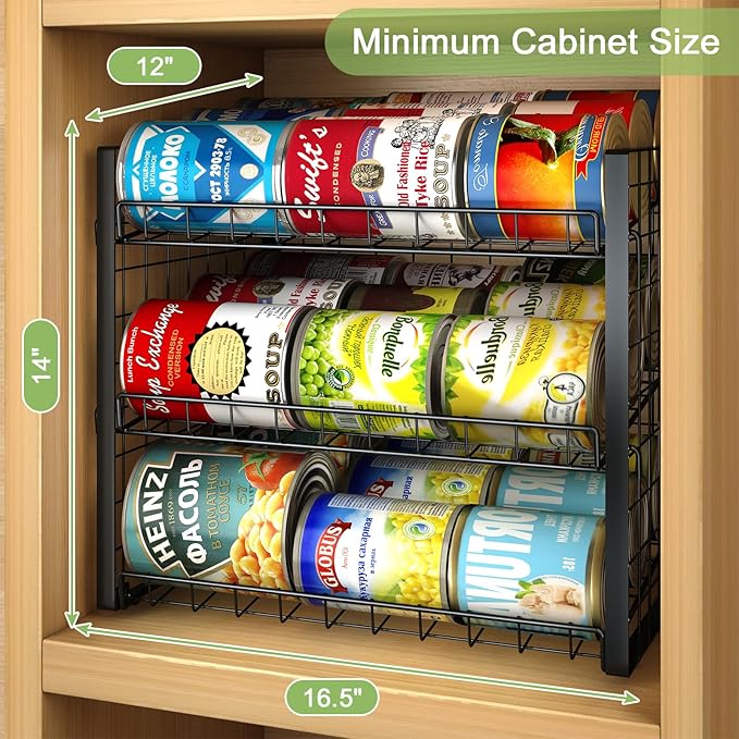 JKsmart 3-Tier Stackable Can Rack Organizer for Pantry, Adjustable Can Storage Holder for Various Ounces of Canned food Soda Drinks, Can Dispenser for Kitchen Cupboard Cabinet, 2 Pack
