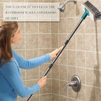 Push Broom Brush Stainless Steel Wire Scrub Brush with Long Handle for Moss, Tough Stains on Deck, Grout, Garage, Patio