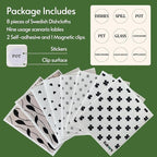 Reusable Paper Towels, 8-Pack Swedish Dishcloths for Kitchen with 3 Clips, Black White, Cotton, 200 Washes