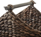 Casafield Toilet Paper Roll Storage Basket with Magazine Holder, Espresso - Woven Water Hyacinth Wicker Bathroom Bin for Bath Tissue and Toiletries