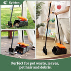 Eyliden Pooper Scooper Broom Set, Include - Dustpan with Lid, Rake, Broom, 35 Waste Bags, 46" Adjustable Long Handle - Yard Lawn Garden Dog Pooper Scooper Leaf Rake, Dust Pan and Broom Combo