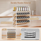 MUDEELA 4 Tier Spice Rack Organizer for Cabinet,Wooden Vertical Spice Shelf, Seasoning Organizer for Countertop, Kitchen, Pantry, Freestanding, 13.4" W × 11.2" H (No Jars Included), White