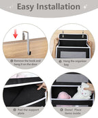 Over Door Hanging Storage Organizer, 5 Large Pockets, 10 Mesh Pockets,Black, 44 lbs Capacity (Black)