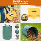 Rake for Leaves: Large 18" Wide Metal Leaf Rake, 65” Long Handle,25 Tines,Heavy Duty Graden Rakes Set for Lawn Yard Pine Needles Mulch Thatch Debris Cleanup Set with 32Gallon Leaf Bags and Scoops