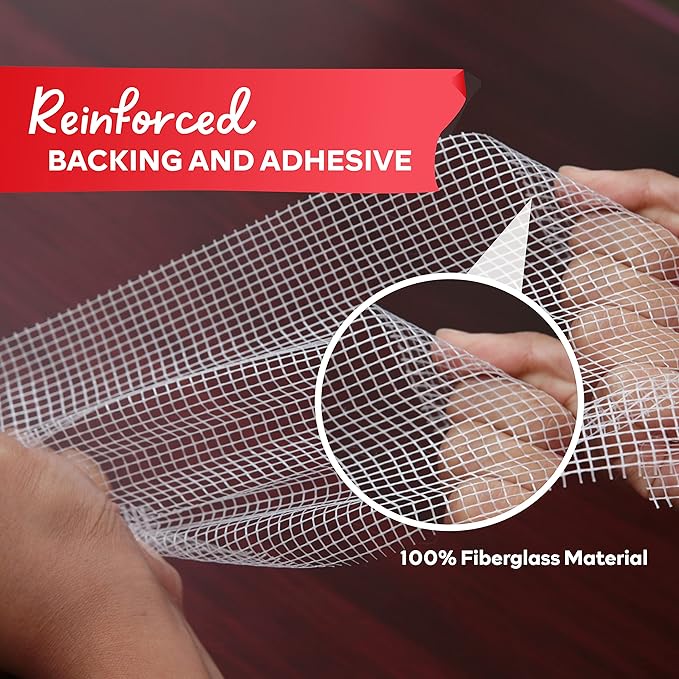 XFasten Drywall Repair Mesh Tape - 6-Inch X 90-Foot Mesh Tape for Drywall Repair, Fiberglass Drywall Patch Hole, Heavy Duty Wall Repair Mesh Spackle Tape, Wall Crack and Seam Repair Joint Tape