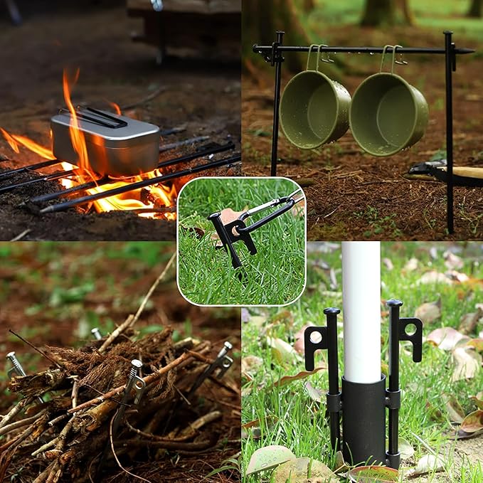 20 Pack 12 inch Tent Stakes Heavy Duty Metal Tent Pegs for Camping Steel Tent Pegs Unbreakable and Inflexible