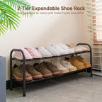Gonfoam 2-Tier Expandable Shoe Rack,Adjustable Shoe Shelf Storage Organizer Heavy Duty Metal Free Standing Shoe Rack for Entryway Closet Doorway (Bronze)